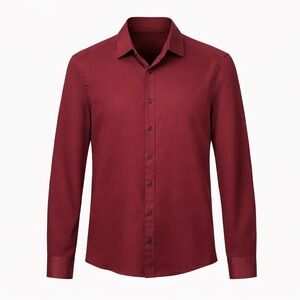 LOCALMODE Dress Shirt Small Burgundy Red 100% Cotton Long Sleeve Button‎ Up Mens